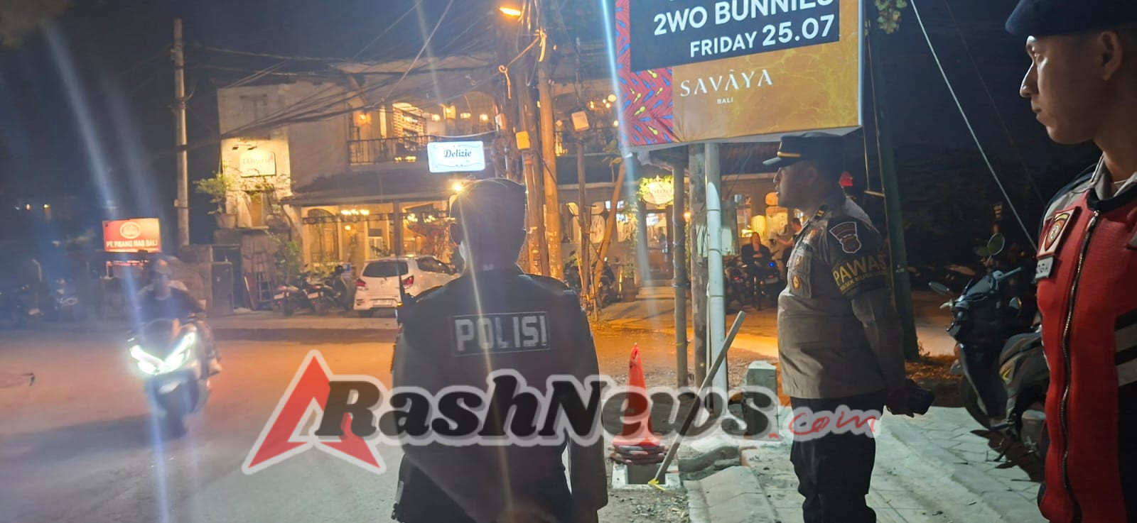 UKL Polsek Kuta Utara Tingkatkan Patroli Malam Susuri Jalan Pemelisan Agung Berawa.