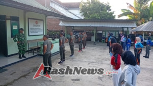 Danramil Manggelewa Berikan Pelatihan Paskibra dan Ajak Senam Bersama