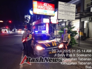 Tingkatkan kewaspadaan malam hari Polsek Tabanan gelar Blue light Patrol