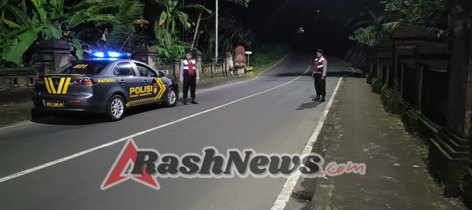 Jaga Keamanan Dini Hari, Polsek Abiansemal Sisir Jalur Sepi Saat Patroli Subuh