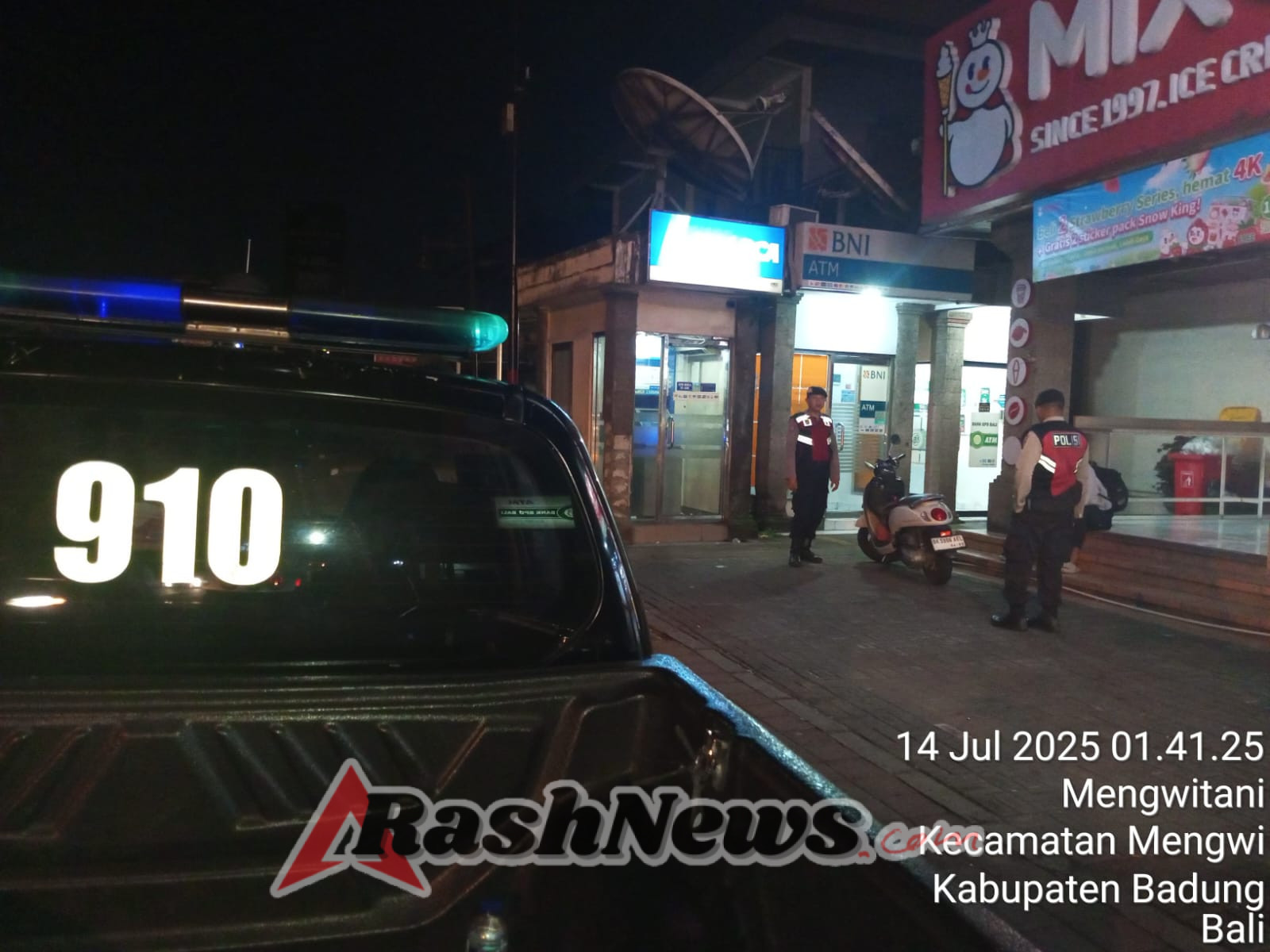 Patroli Subuh Polsek Mengwi Sambangi Gerai Mesin ATM