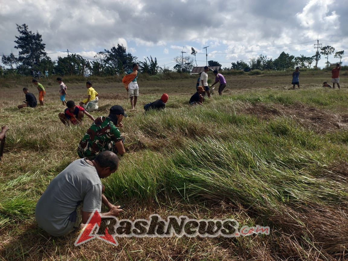 Ciptakan Lingkungan Sehat, Pos Fohuk Bersama Masyarakat Binaan Bersihkan Lapangan Desa