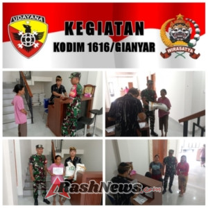 Babinsa dan Aparat Desa Pejeng Kawal Penyaluran Beras Bantuan untuk Warga Kurang Mampu