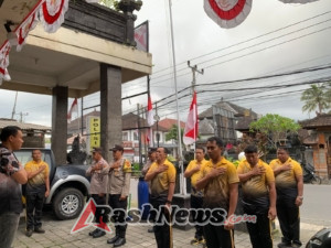 Anggota Polsek Bebandem Polres Karangasem Melaksanakan Apel Olahraga Pagi