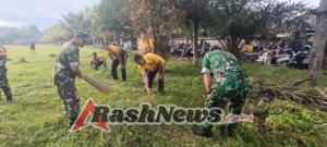 Polsek Rendang Bersama Forkompimcam Rendang Melaksanakan Gotong Royong Di Lapangan Werdhi Yowana Singarata Rendang