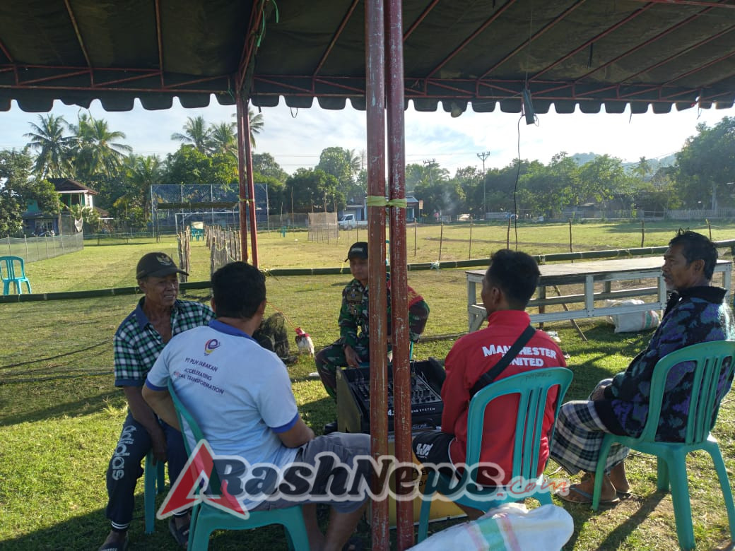 Koramil 1628-03/Seteluk Kawal Jalannya Lomba Barapan Ayam di Desa Desaloka