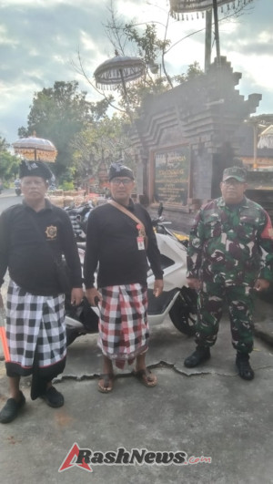 Babinsa Tulikup Aktif Dukung Pelestarian Adat Melalui Pengamanan Piodalan