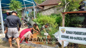 Jaga Pertumbuhan Urban Farming, Wadanramil Nusa Penida Kerahkan Prajurit Gelar Pemupukan