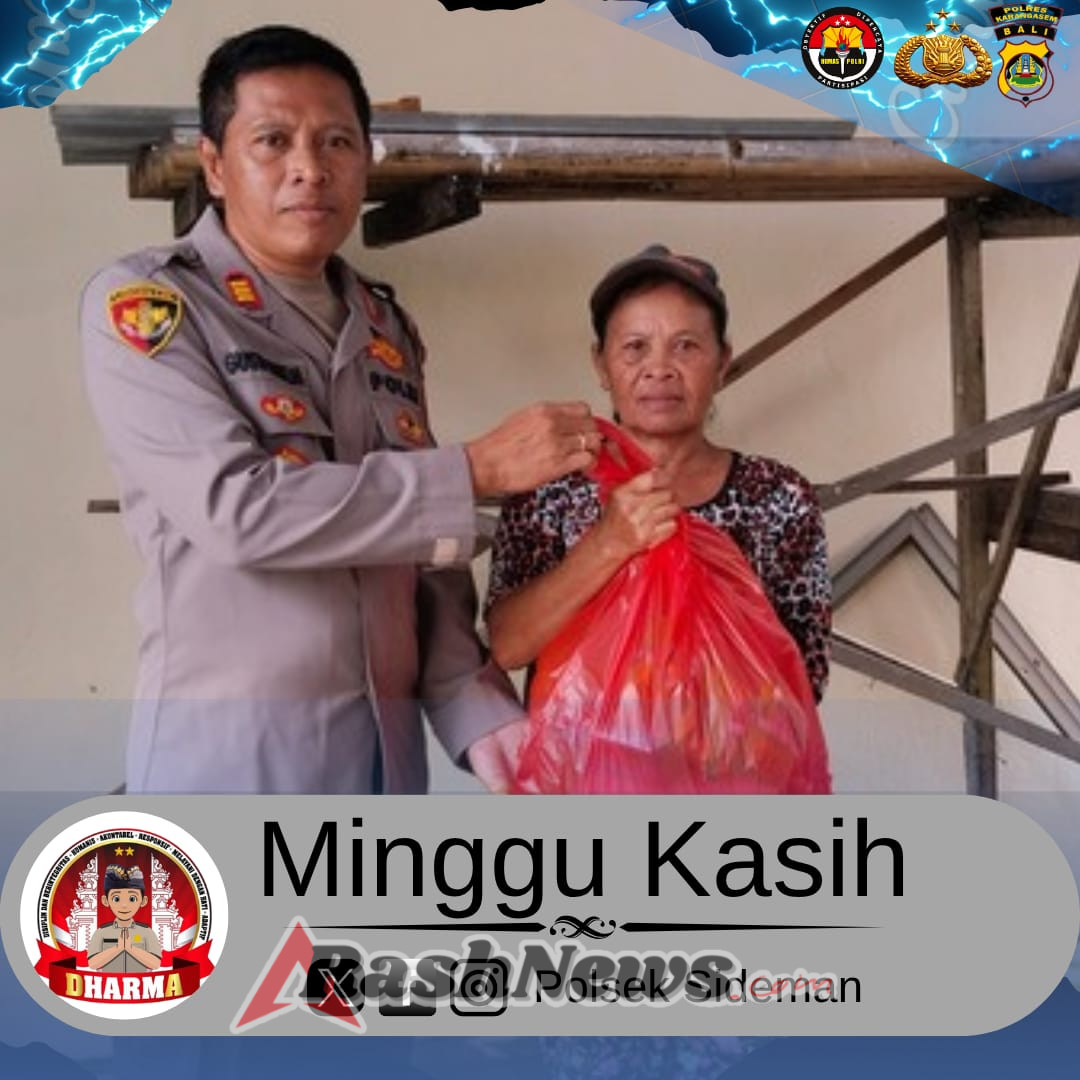 Polsek Sidemen Melaksanakan Minggu Kasih Dengan Menyerahkan Sembako Kepada Masyarakat Kurang Mampu