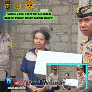 Minggu Kasih, Kapolsek Padangbai Berbagi dengan Warga Kurang Mampu