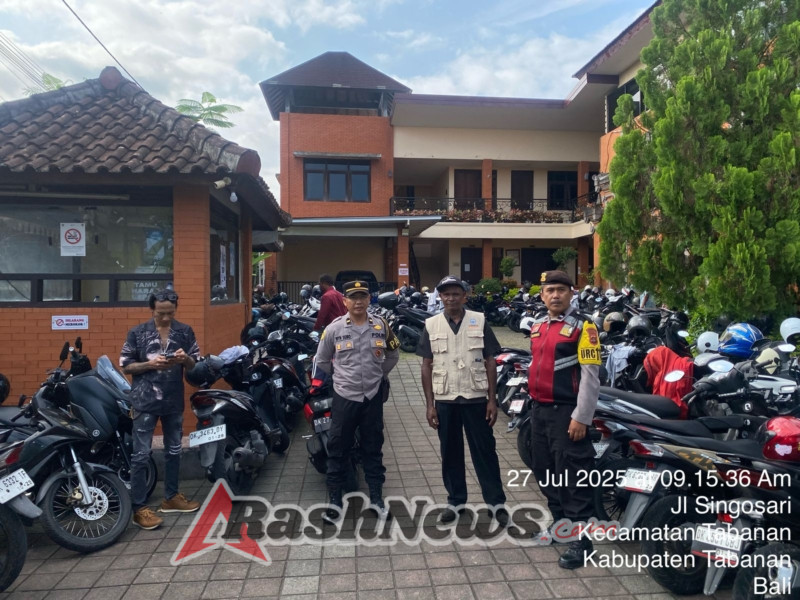 Secara rutin Polsek Tabanan lakukan Pengamanan kebaktian Misa Minggu