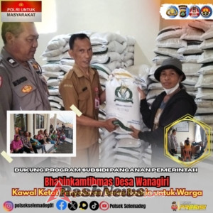 Bhabinkamtibmas Desa Wanagiri Kawal Ketat Penyaluran Beras Raskin untuk Warga