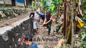 Pengerjaan TPT di Desa Nida Lancar Berkat Pengawasan dan Pendampingan Babinsa