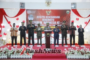 Dandim 1621/TTS Didampingi Ketua Persit Cab XX Dim 1621/TTS Hadiri Acara Tos Kenegaraan HUT RI Ke 80