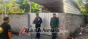 Anggota jajaran Kodim 1623/Karangasem ikuti upacara militer pemberangkatan Jenazah Alm Serma Purn Aventinus Dawi.