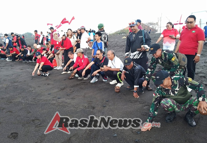 Danramil 1611-01/Dentim Ikuti Kerja Bakti dan Pelepasan Tukik dalam Rangka HUT RI Ke-80