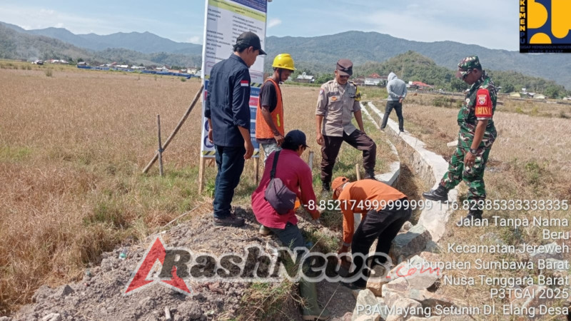 Wujudkan Infrastruktur Desa, TNI-Polri Bersama Staf Desa Beru Gelar Peletakan Batu Pertama Irigasi