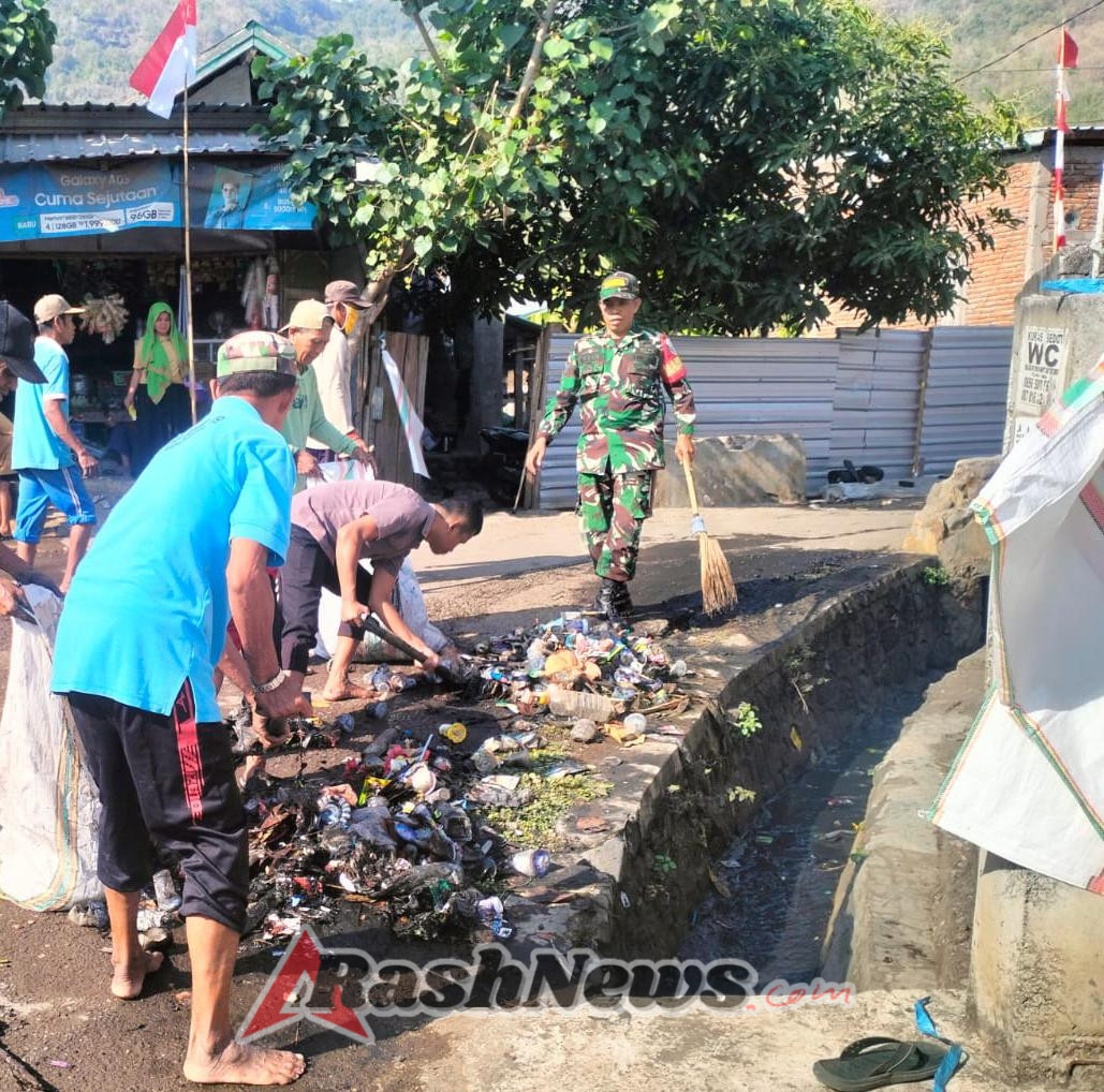 Koramil Dompu Gelar Jumat Bersih, Babinsa Madaprama Ajak Warga Jaga Lingkungan
