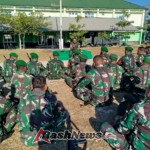 Dandim 1627/RN Letkol Kav Kurnia Santiadi Wicaksono,S.H Pimpin Upacara Bendera Senin