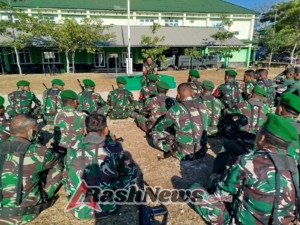 Dandim 1627/RN Letkol Kav Kurnia Santiadi Wicaksono,S.H Pimpin Upacara Bendera Senin