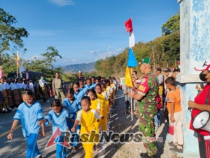 Babinsa Naekake Hadiri Karnaval Budaya dan Gerak Jalan Tingkat TK hingga SMA Se-Kecamatan Mutis