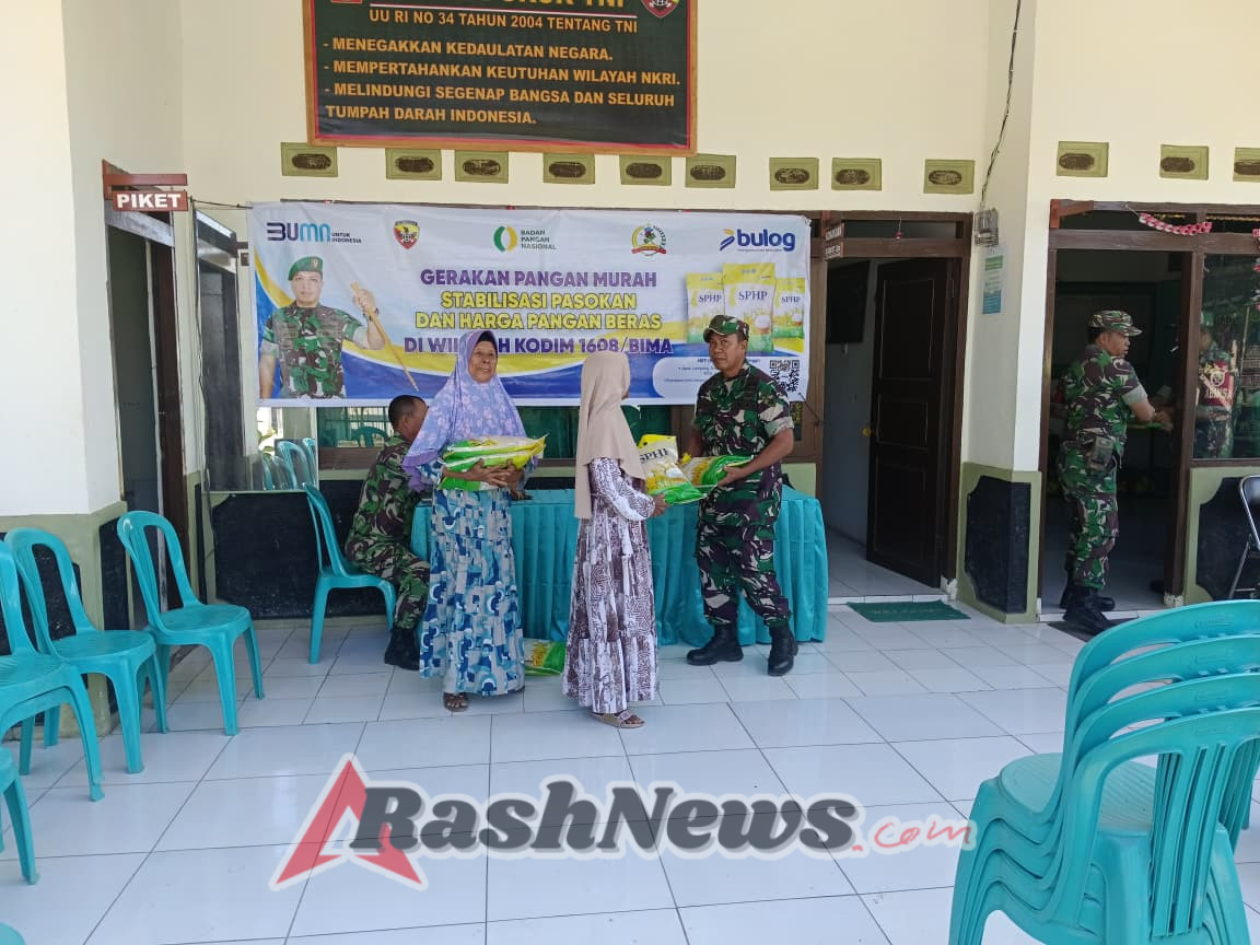 Bulog dan Koramil Bolo Bersinergi Gelar GPM, 47 Sak Beras Terjual Hari Ini