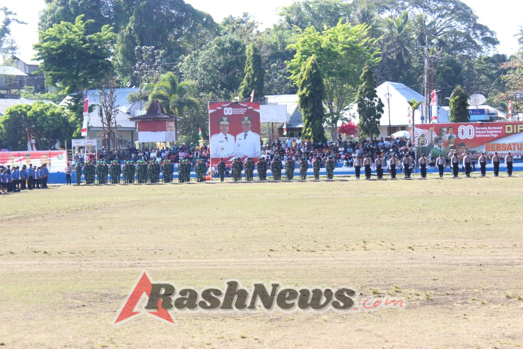 HUT RI ke-80: Anggota Kodim 1613/Sumba Barat Bersama Forkopimda dan Masyarakat Ikuti Upacara