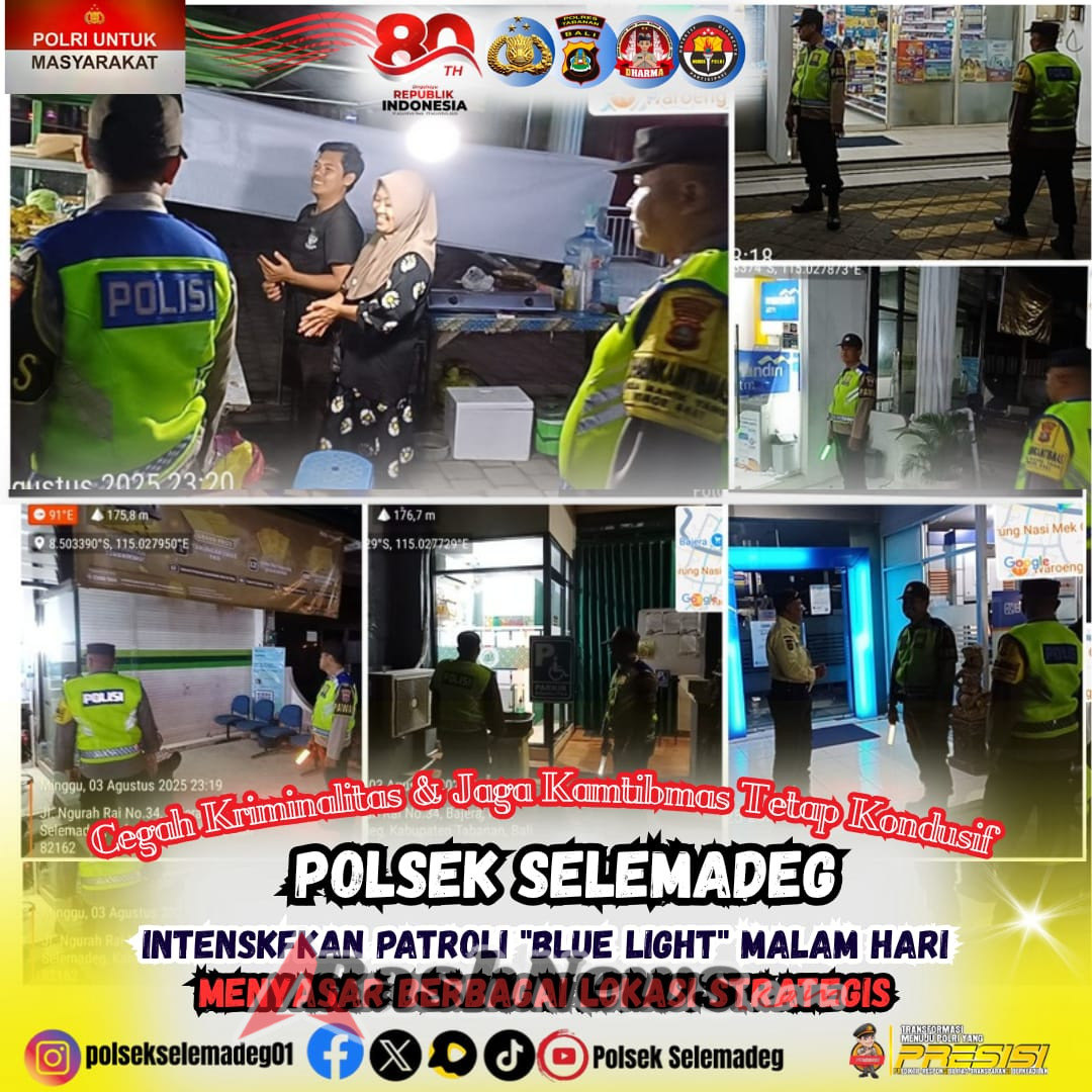 Polsek Selemadeg intensifkan Patroli malam, Cegah Kriminalitas & Jaga Kamtibmas