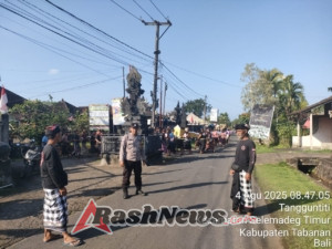Bhabinkamtibmas Desa Tangguntiti dan Pecalang Amankan Kegiatan Upacara Ngaben