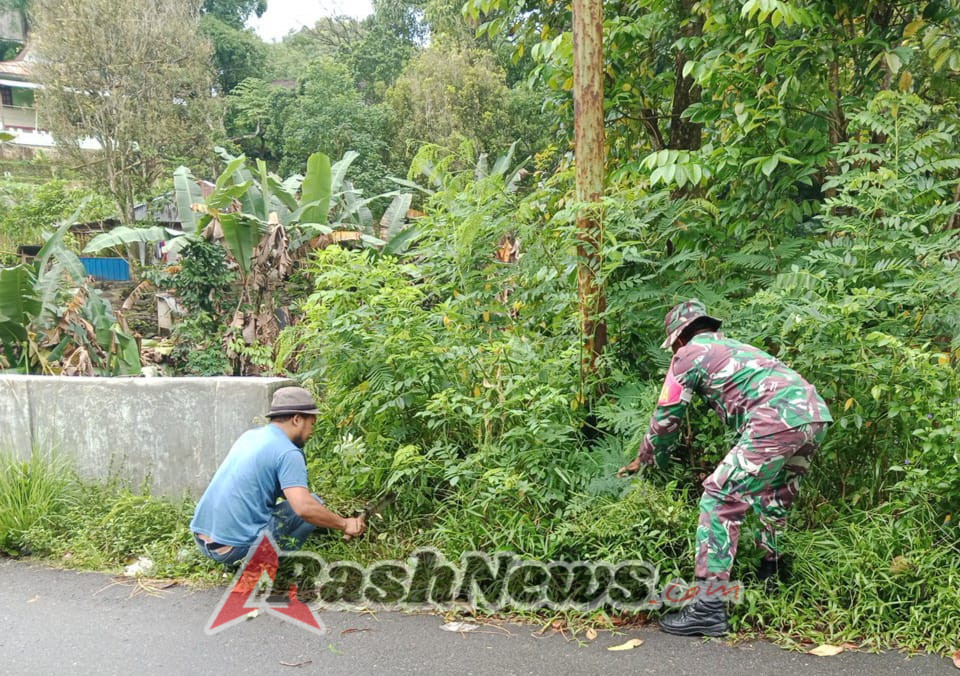 Komsos dan Kerja Bakti Babinsa Ende, Wujudkan Kamtibmas dan Kebersamaan di Desa Wolomage