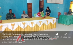 Babinsa Fatunaus Awasi Pembagian Beras Bagi 181 Kepala Keluarga