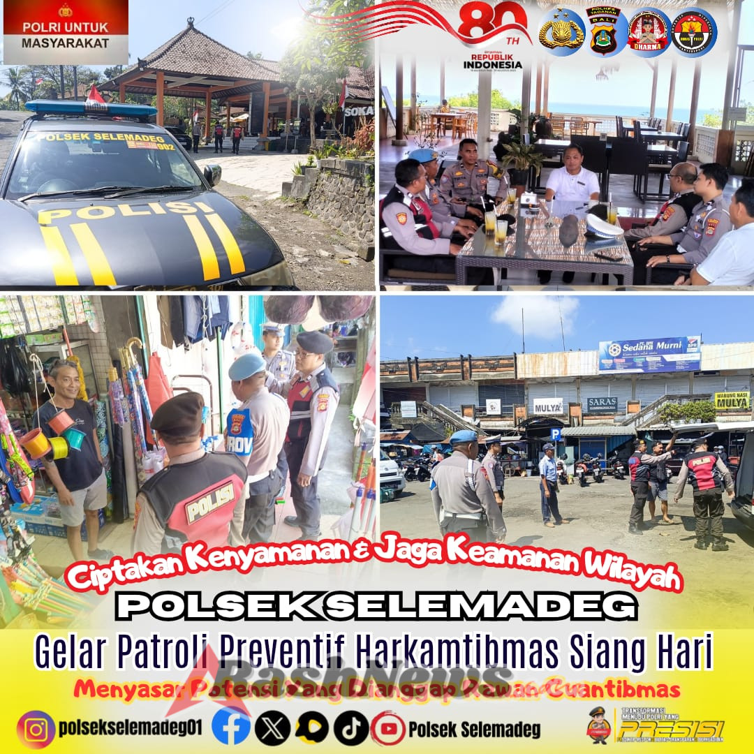 Ciptakan Keamanan & Kenyamanan, Polsek Selemadeg Gelar Patroli Siang Hari