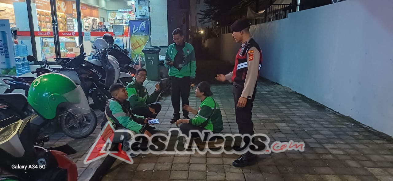 Polsek Kuta Utara Blue Light Patrol Imbau Ojek Online  Jaga Kamtibmas