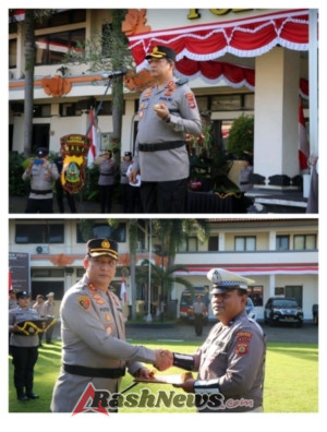 Kapolres Tabanan Pimpin Upacara Kenaikan Pangkat Pengabdian dan Penghargaan Personel Berprestasi