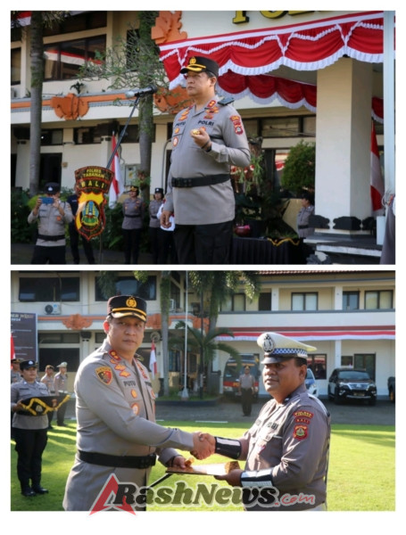Kapolres Tabanan Pimpin Upacara Kenaikan Pangkat Pengabdian dan Penghargaan Personel Berprestasi