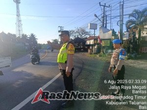 Kanit Provost Polsek Seltim, Cek Pelaksanaan Strong Point di Simpang TAC Megati