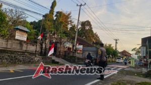 Polsek Marga Gelar Strong Point Pagi Sepanjang Jalan Wisnu Marga Cegah Laka lantas