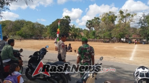 Wujudkan Pertandingan Aman dan Tertib, Babinsa Pantai Baru Turun Langsung ke Lapangan