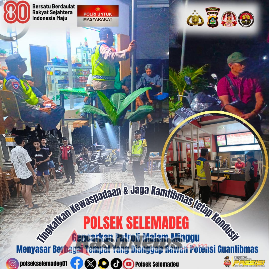 Tingkatkan Kewaspadaan, Polsek Selemadeg Gencarkan Patroli Malam Minggu
