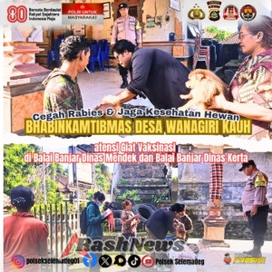Cegah Rabies, Bhabinkamtibmas Desa Wanagiri Kauh atensi Giat Vaksinasi