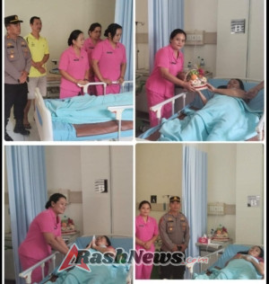 Kapolsek Kerambitan Dampingi Ketua Ranting Bhayangkari Polsek Kerambitan  Beserta Pengurus menjenguk Istri Anggota Yang Sakit.