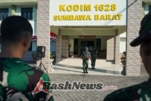 Personel Kodim 1628 Laksanakan Apel Pagi dan Kerja Bakti Pembersihan Pangkalan