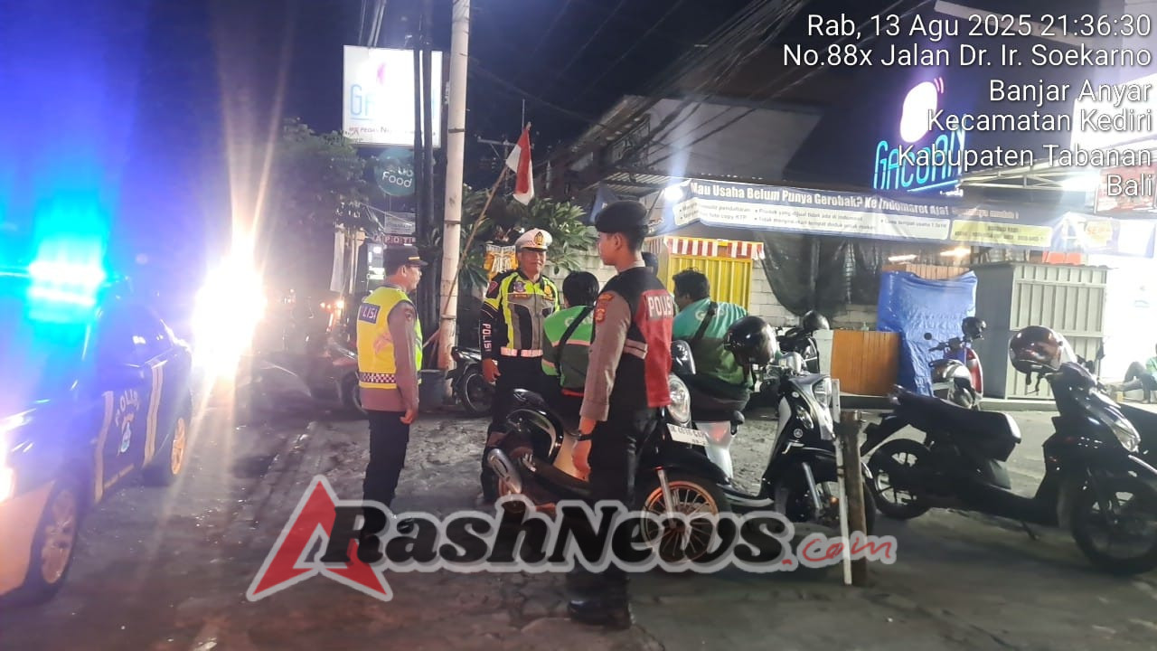 Blue Light Patrol Polres Tabanan Sasar Titik Rawan Malam Hari, Ajak Warga Jaga Kamtibmas