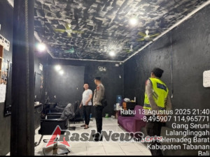 Cegah Aksi Kriminal, Polsek Selemadeg Barat Laksanakan Patroli Malam