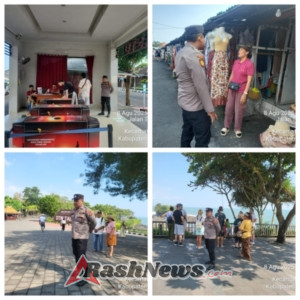 Personil Polsubsektor Tanah Lot Melaksanakan Patroli di Kawasan DTW