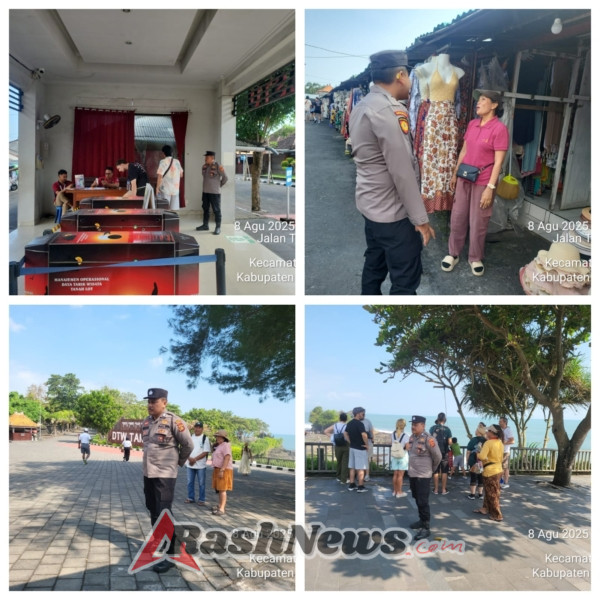 Personil Polsubsektor Tanah Lot Melaksanakan Patroli di Kawasan DTW