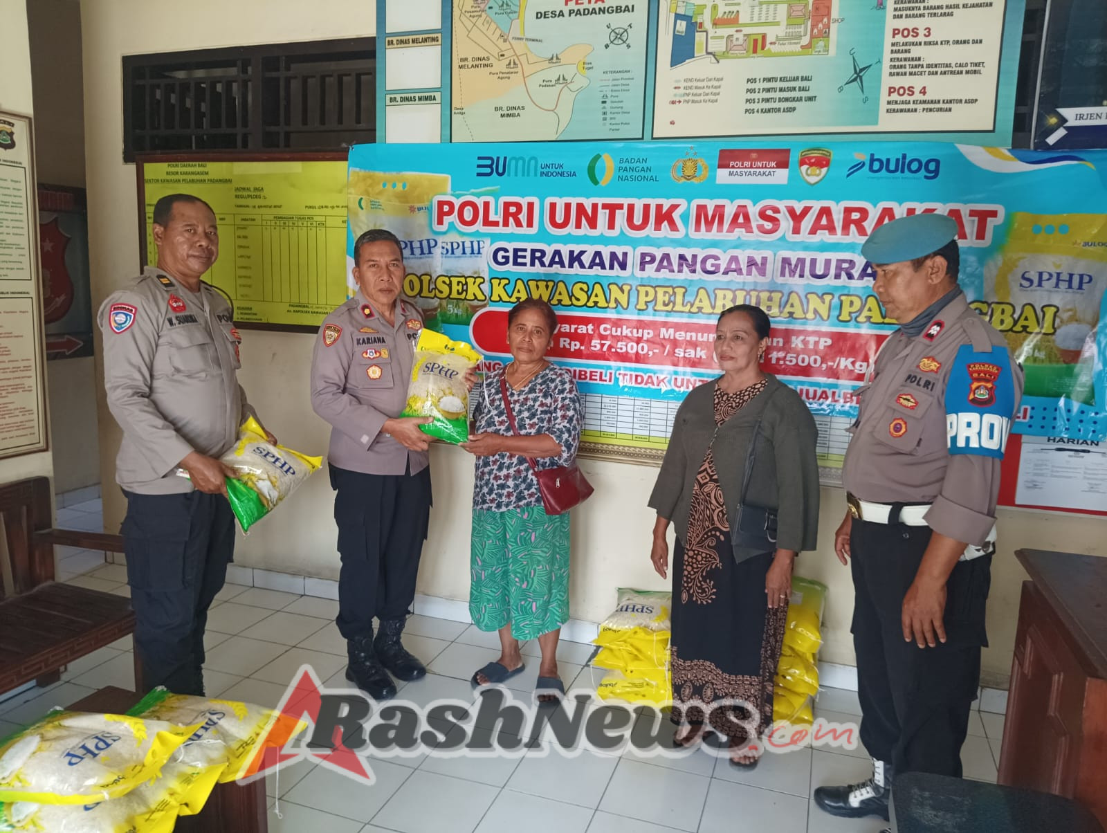 Polsek Pelabuhan Padangbai Sukses Gelar Operasi Pasar Beras SPHP, 50 Sak Ludes Terjual