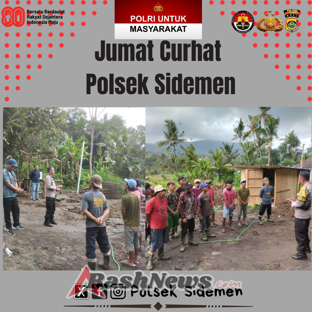 Sambangi Pekerja Proyek,  Polsek Sidemen Melaksanakan Giat Jumat Curhat