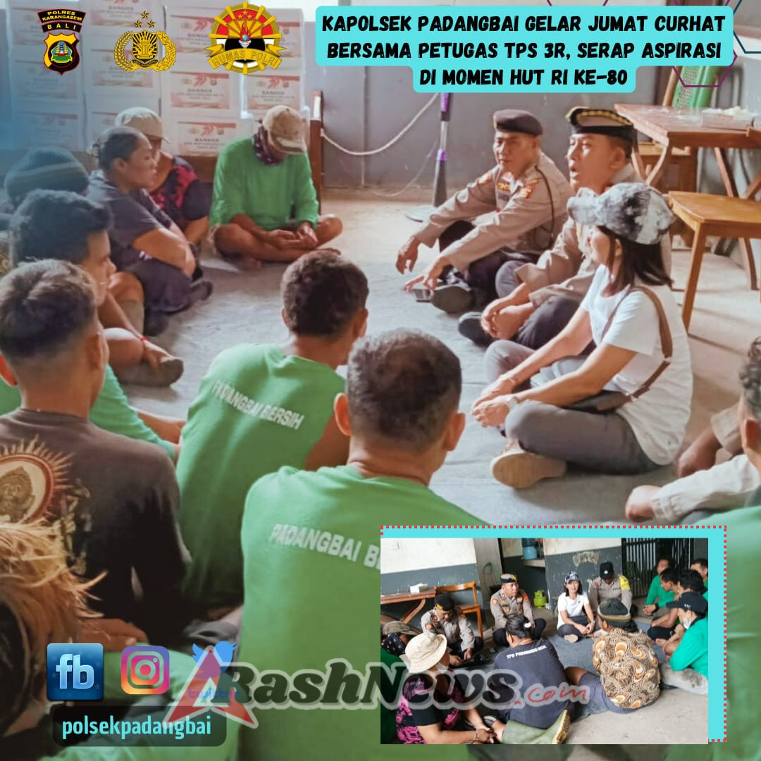 Kapolsek Padangbai Gelar Jumat Curhat Bersama Petugas TPS 3R, Serap Aspirasi di Momen HUT RI ke-80
