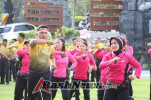 Polres Gianyar Gelar Olahraga Bersama Sambut Hari Kemerdekaan Republik Indonesia Ke-80